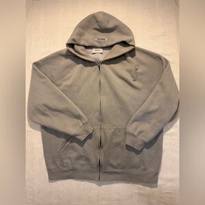 essentials hoodie gray full zip sz XL pockets mint